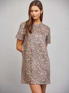 Zebra Print Faux Suede Shift Dress