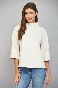 Faux Suede Mock Neck Top