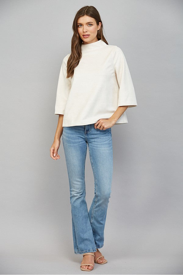Faux Suede Mock Neck Top