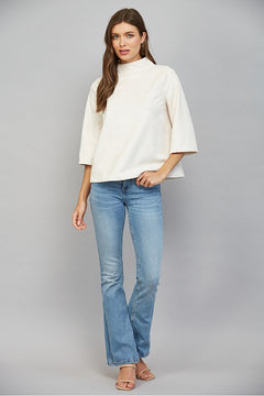 Faux Suede Mock Neck Top