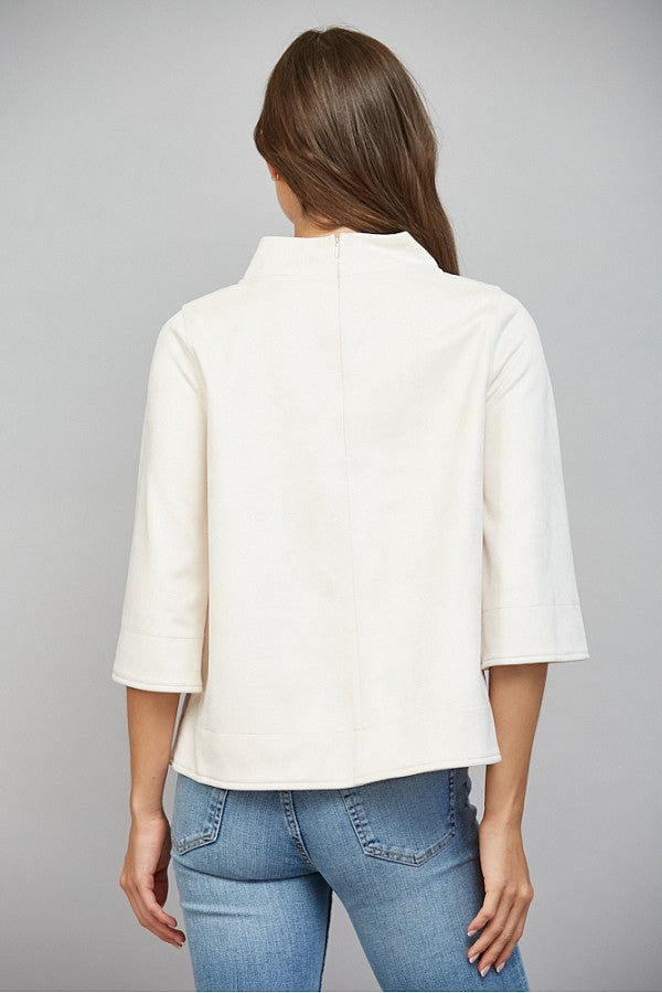 Faux Suede Mock Neck Top