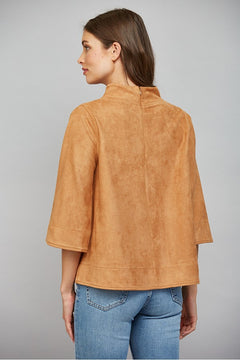 Faux Suede Mock Neck Top