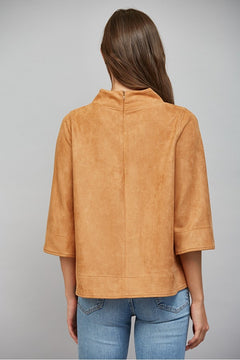 Faux Suede Mock Neck Top