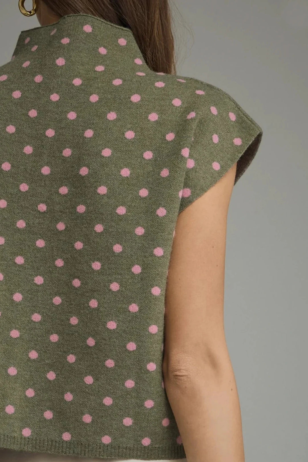 Polka Dot Mock Neck Sweater Top