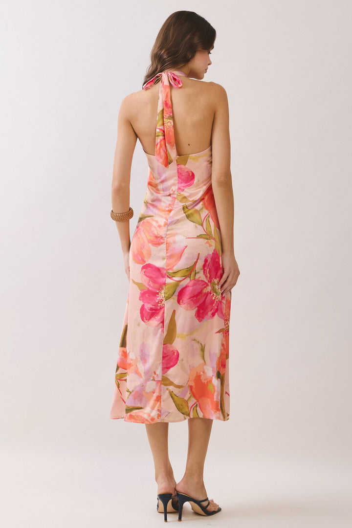 Floral Halter Neck Midi Dress