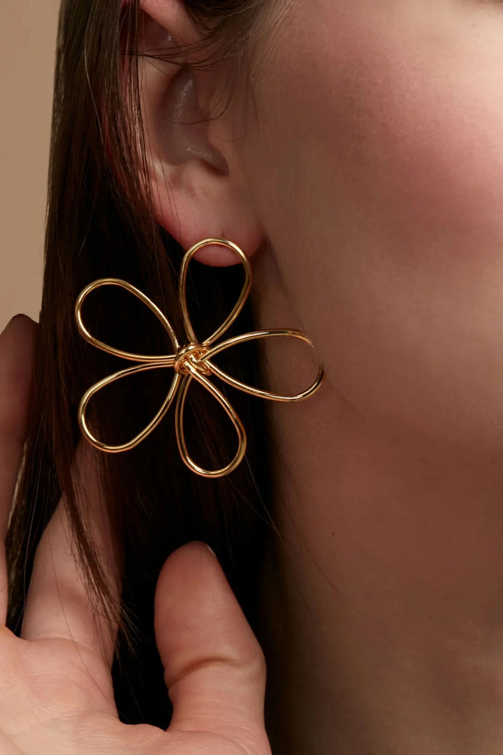 18K Gold-Plated Looping Flower Earrings