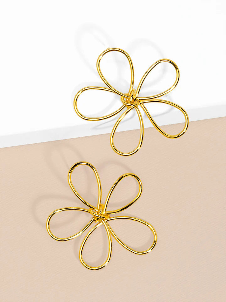 18K Gold-Plated Looping Flower Earrings