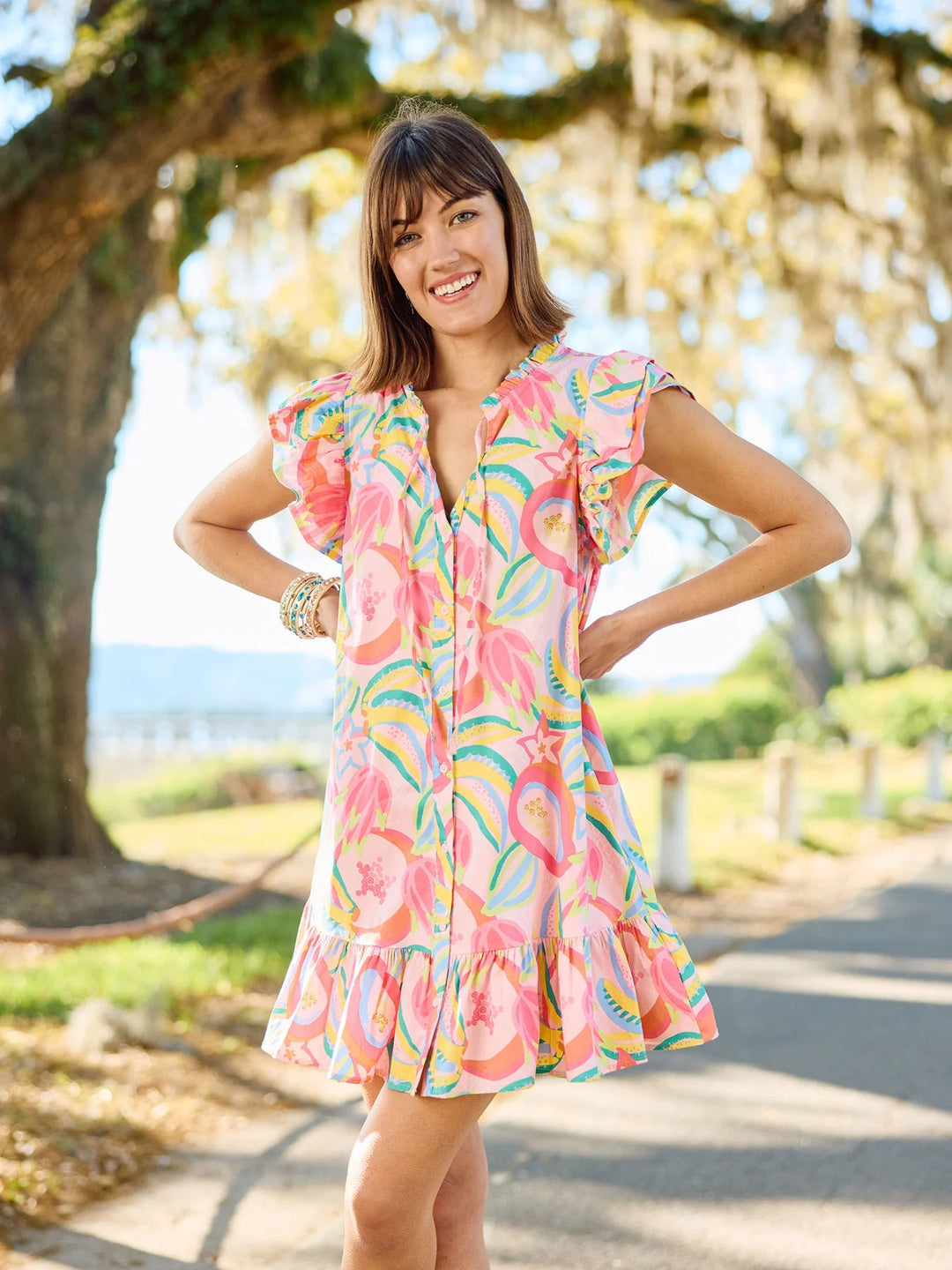 Abby Ruffle Hem Dress - Lush Lemon - Women's Clothing - Michelle McDowell - 197087491989