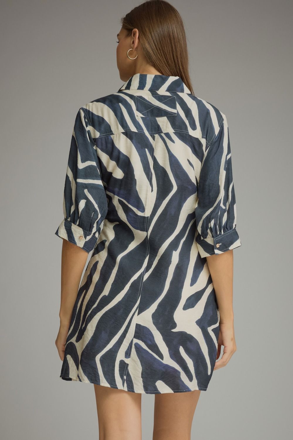 Abstract Print Belted Shirt Dress - Lush Lemon - Women&