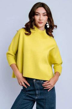 Aja Sweater W/Rib Turtleneck - Lush Lemon - Women&