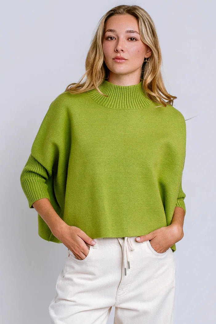 Aja Sweater W/Rib Turtleneck - Lush Lemon - Women's Clothing - Kerisma - 58218992790973