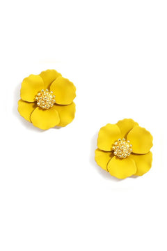 Amelia Mini Flower Stud Earring - Lush Lemon - Women&