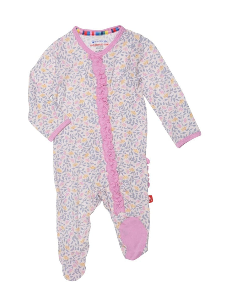 Amelia Modal Magnetic Footie W/Ruffle - Lush Lemon - Children's Clothing - Magnetic Me - 840405294860