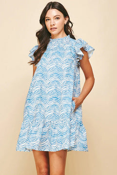 Animal Print Drop Waist Dress Blue - Lush Lemon - Women&