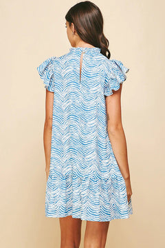 Animal Print Drop Waist Dress Blue - Lush Lemon - Women&
