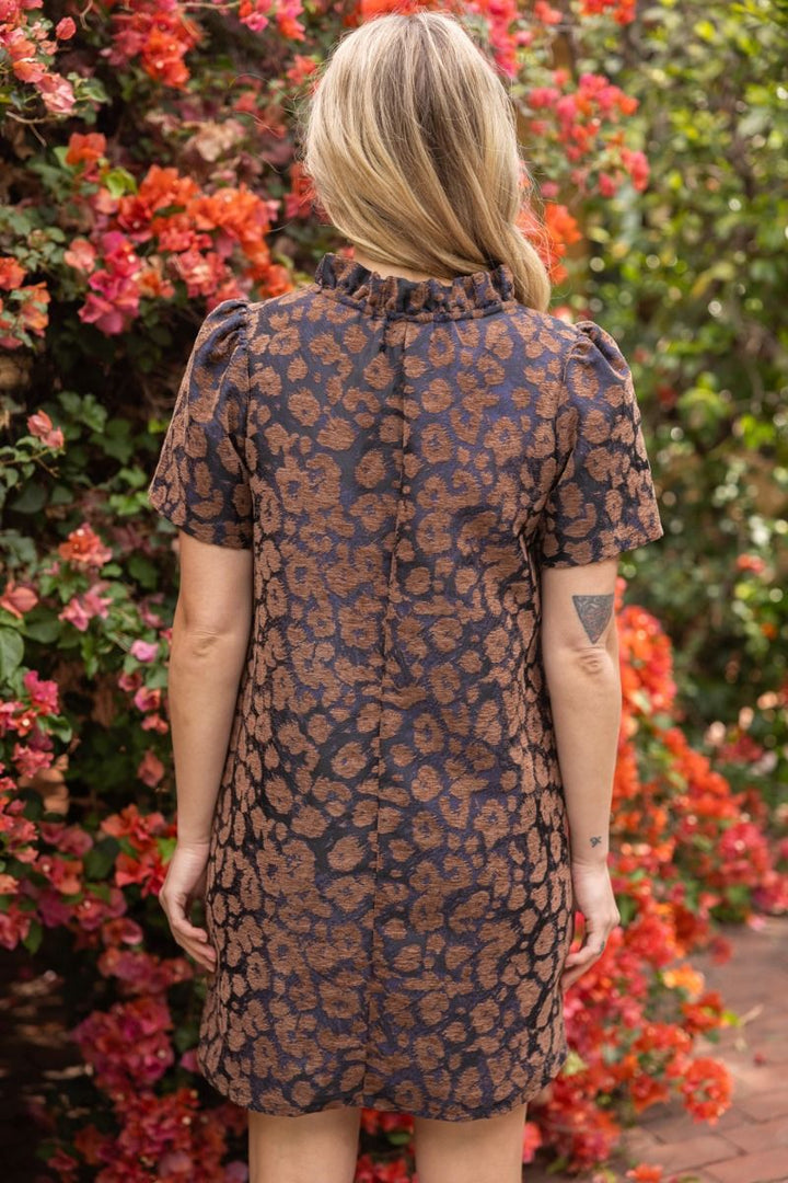 Animal Velvet Jacquard Dress - Lush Lemon - Women's Clothing - Voy - 62643081067101