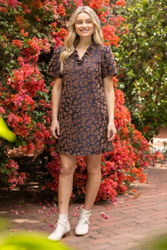 Animal Velvet Jacquard Dress - Lush Lemon - Women&