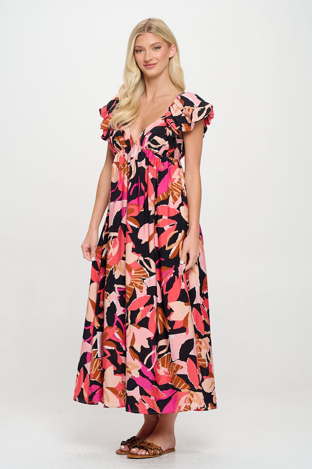 Autumn Sunset Floral Maxi Dress - Lush Lemon - Women's Clothing - Meet Me In Santorini - 1454145411