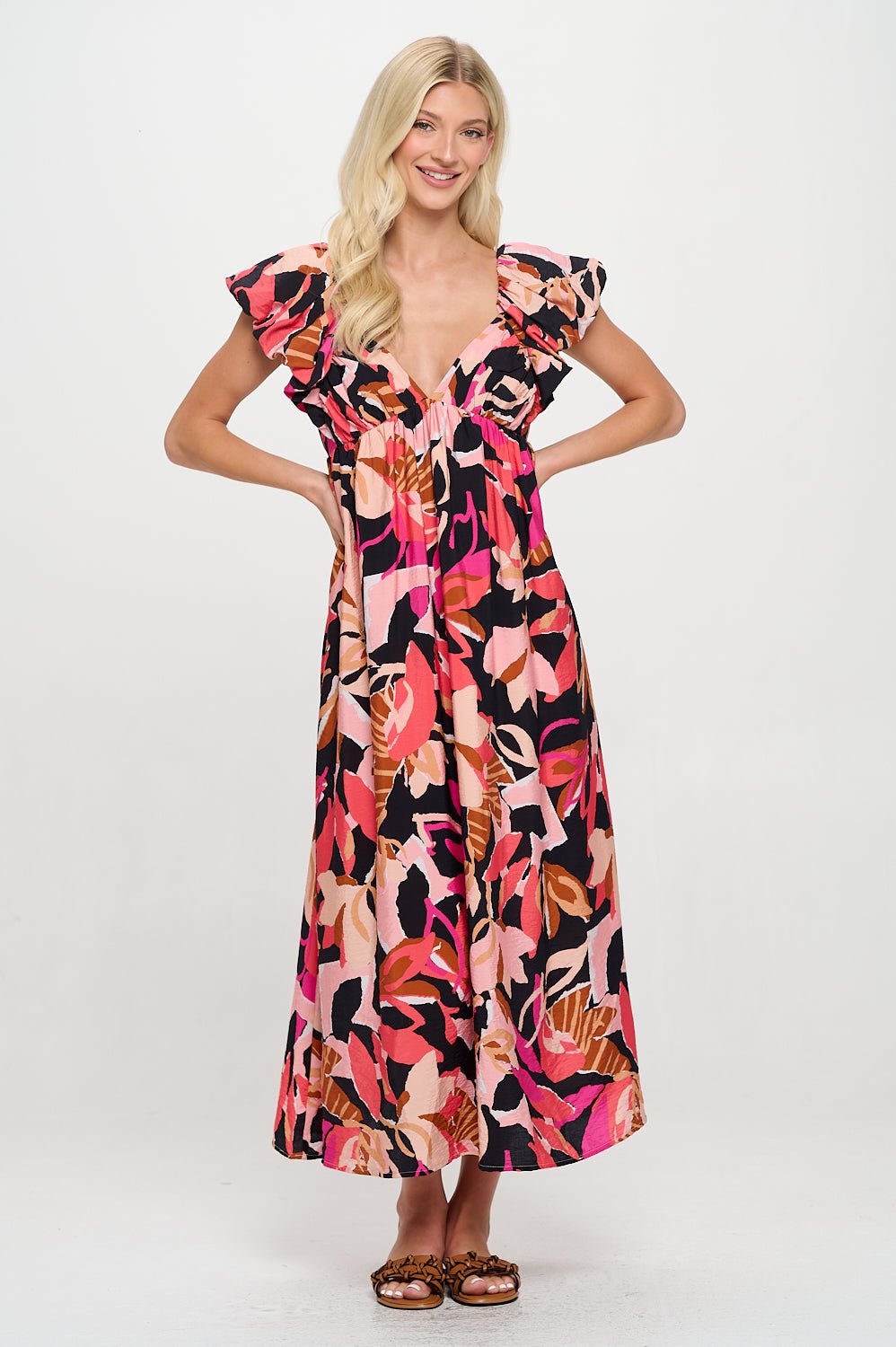 Autumn Sunset Floral Maxi Dress - Lush Lemon - Women's Clothing - Meet Me In Santorini - 1454145411