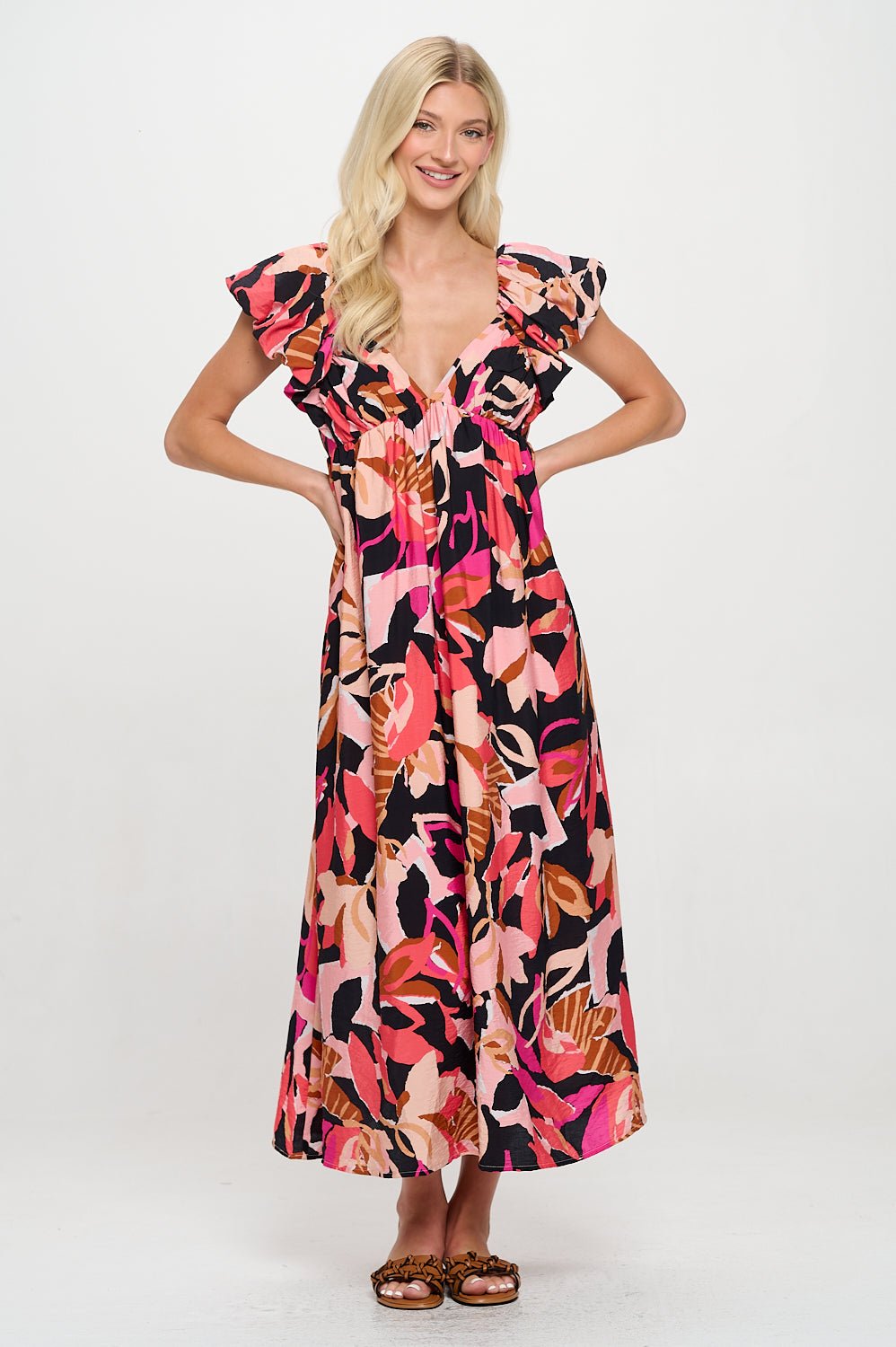 Autumn Sunset Floral Maxi Dress - Meet Me In Santorini - Lush Lemon Autumn Sunset Floral / S Autumn Sunset Floral Maxi Dress - Meet Me In Santorini - Lush Lemon Autumn Sunset Floral / S