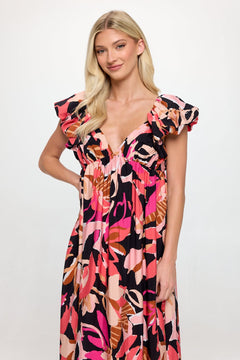 Autumn Sunset Floral Maxi Dress - Lush Lemon - Women&