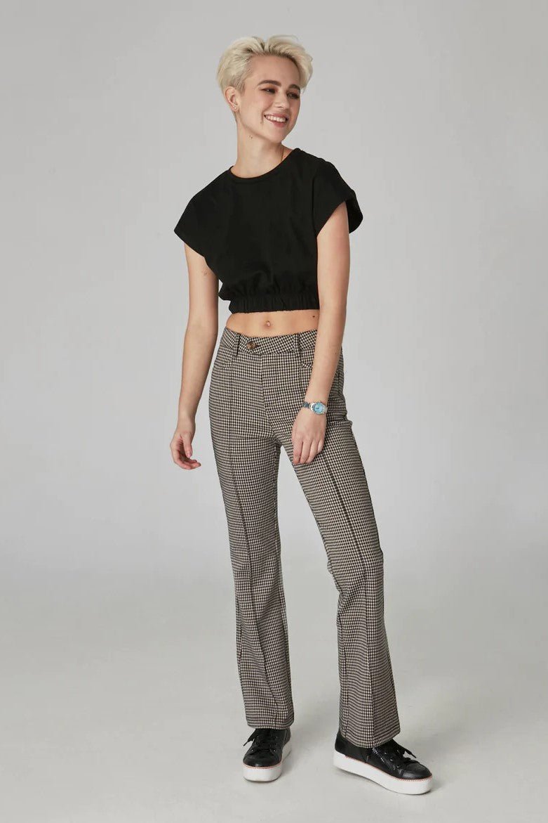 Azure High Rise Jacquard Pant - Lush Lemon - Women's Clothing - Lola Jeans - 10934