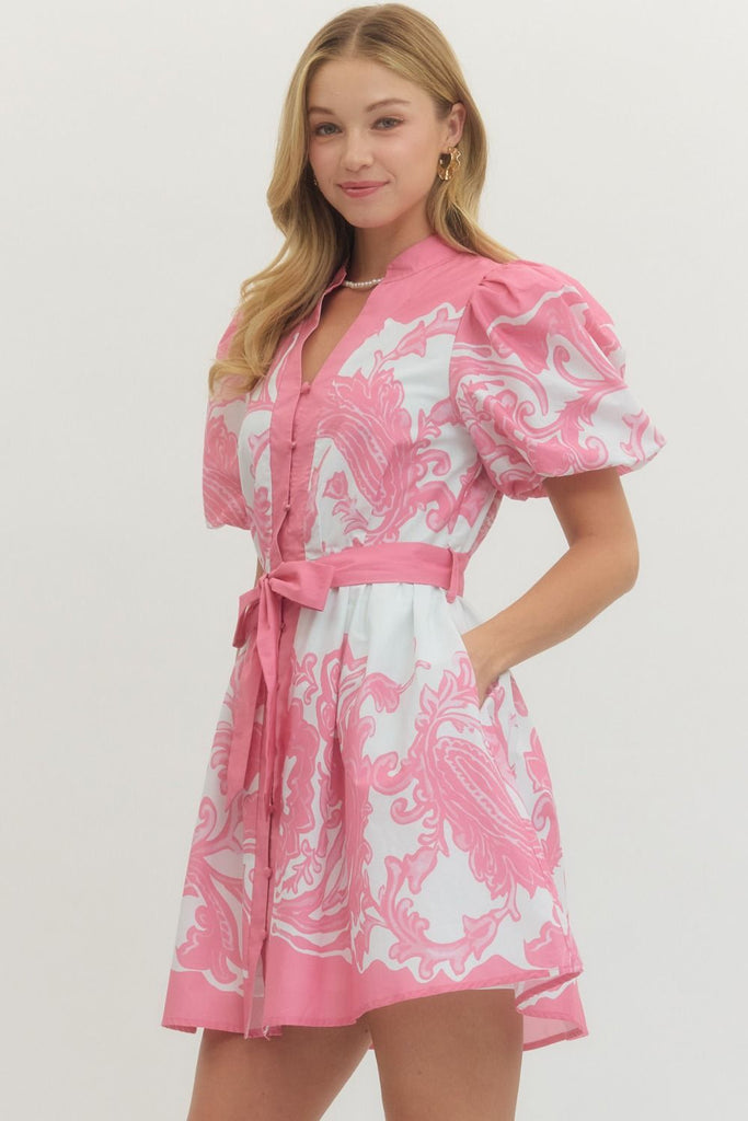 baroque print mini dress Vy m