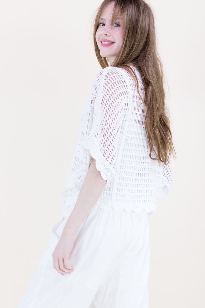 Beach Sunflower Crochet Batwing Top - Lush Lemon - Women's Clothing - Original - 75345891033277