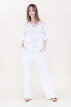 Beach Sunflower Crochet Batwing Top - Lush Lemon - Women&