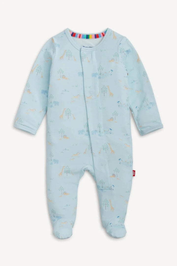 Blue Serene Safari Modal Magnetic Footie - Lush Lemon - Children's Clothing - Magnetic Me - 840405246036