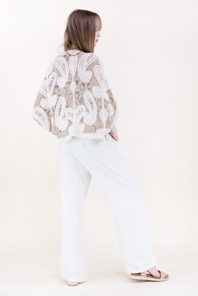 Boho Paisley Crochet Batwing Cardigan - Lush Lemon - Women's Clothing - Original - 69845931093245