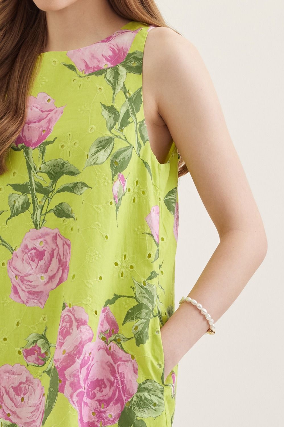 Botanical Bow Back Mini Dress - Lush Lemon - Women's Clothing - Entro - 57554231002237