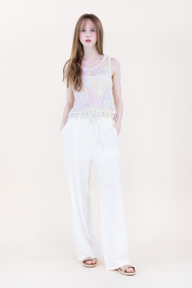 Botanical Tie Dye Open Stitch Tank - Lush Lemon - Women's Clothing - Original - 47897281163069