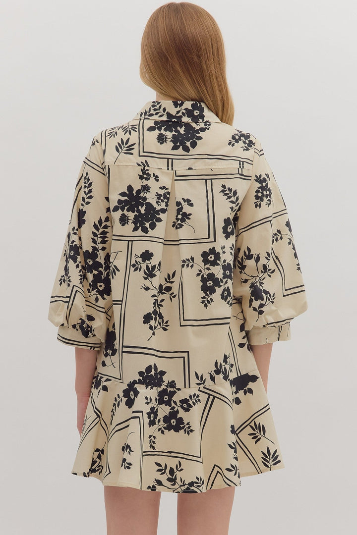 Botanical Tiered Mini Dress - Lush Lemon - Women's Clothing - Entro - 88777881063677