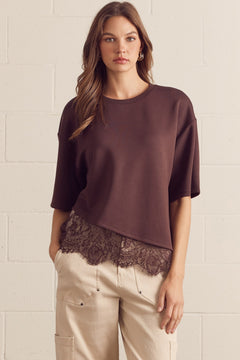 Scallop Lace Hem Knit Top