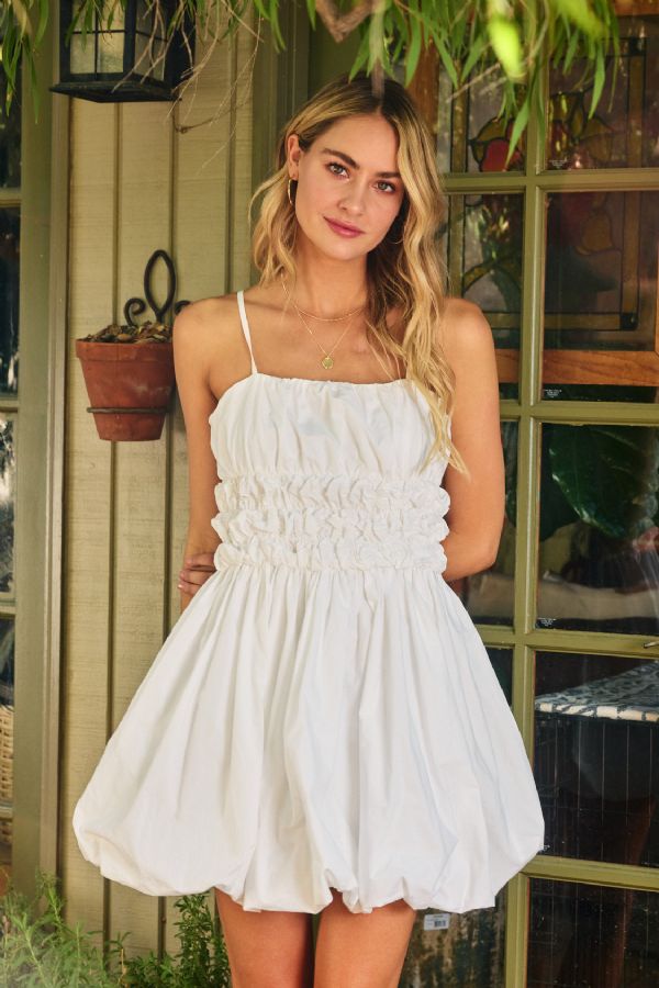 balloon hem mini dress Bubble Hem Mini Dress W/Shirring - Pinch