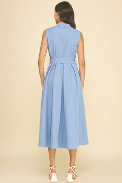 Button Down Flared Dress - Lush Lemon - Women&