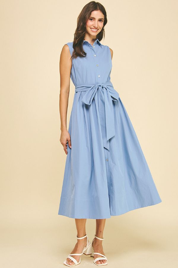 Button Down Flared Dress - Lush Lemon - Women's Clothing - Pinch - 27314901344413