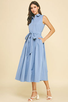 Button Down Flared Dress - Lush Lemon - Women&