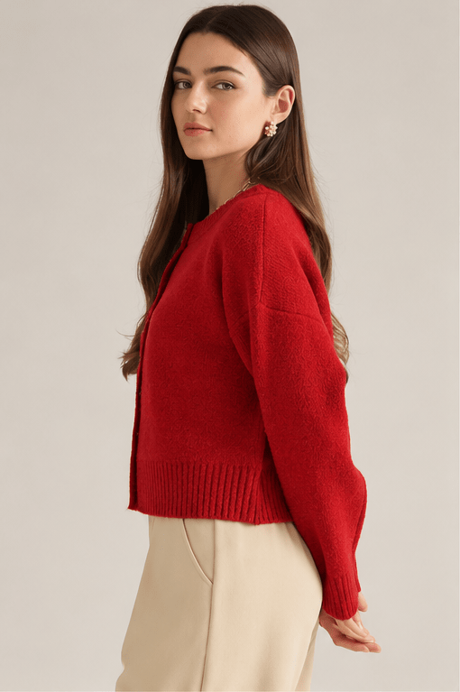 Button Front Knit Cardigan - Lush Lemon - Women&