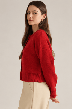 Button Front Knit Cardigan - Lush Lemon - Women&
