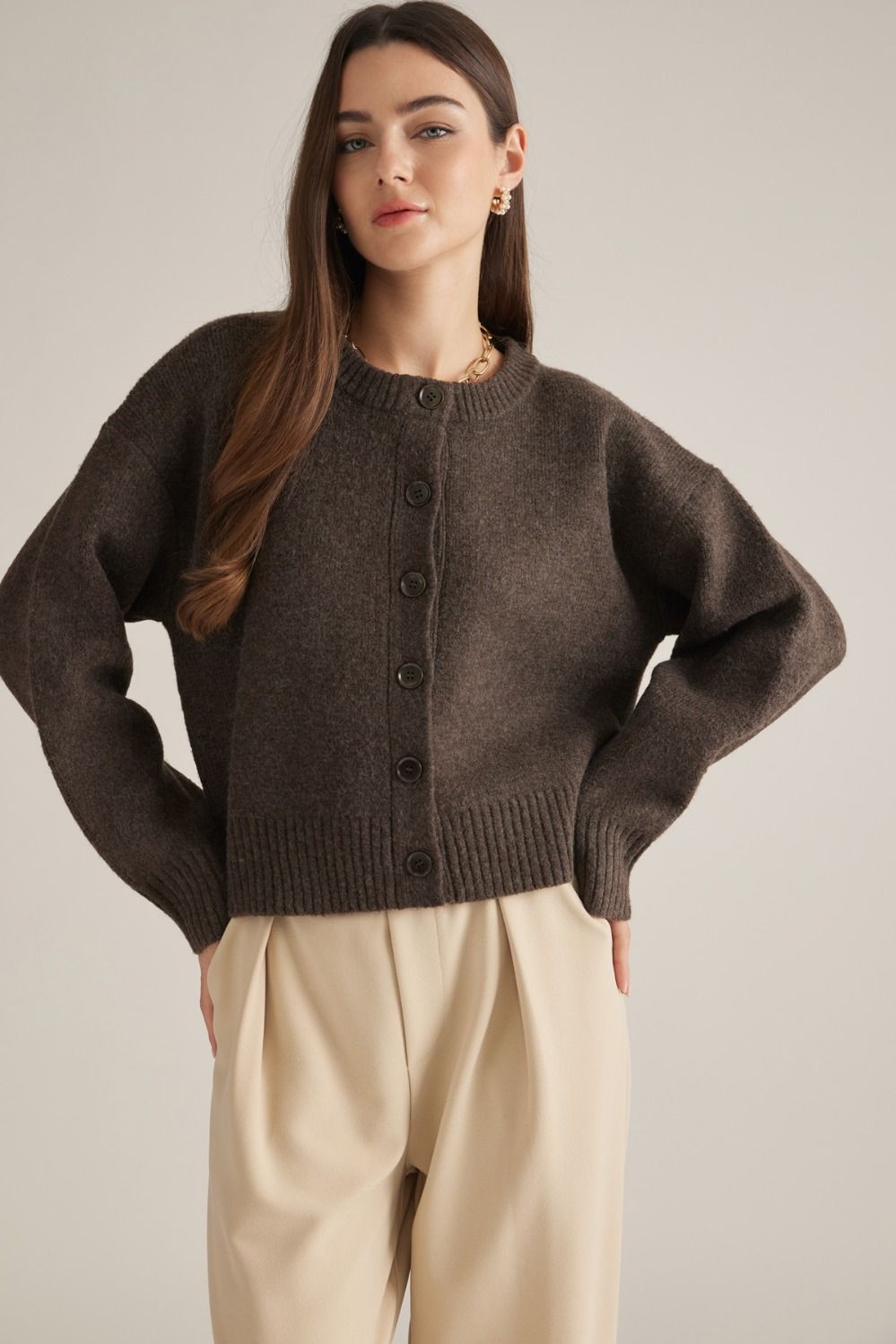 Button Front Knit Cardigan - Lush Lemon - Women&