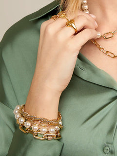 Cable Link Bracelet W/Crystal Link - Lush Lemon - Women&