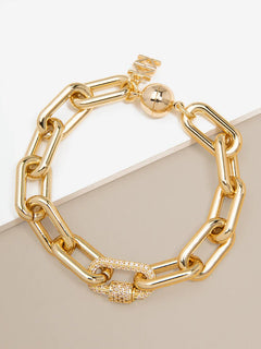 Cable Link Bracelet W/Crystal Link - Lush Lemon - Women&