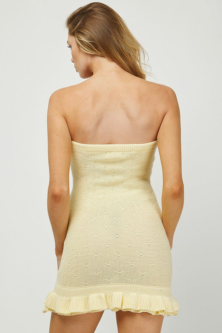 Camy Sweater Tube Mini Dress - Lush Lemon - Women's Clothing - Needii - 734173411