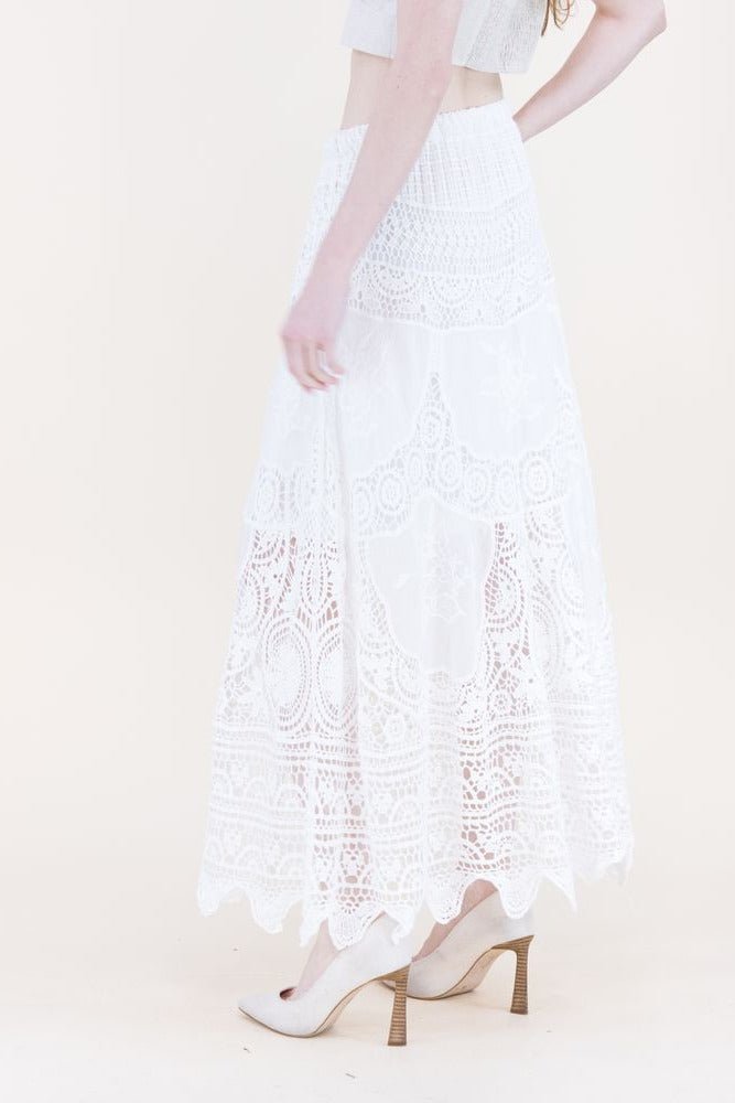 Capri Coast Crochet Lace Maxi Skirt - Lush Lemon - Women's Clothing - Original - 78279351026909