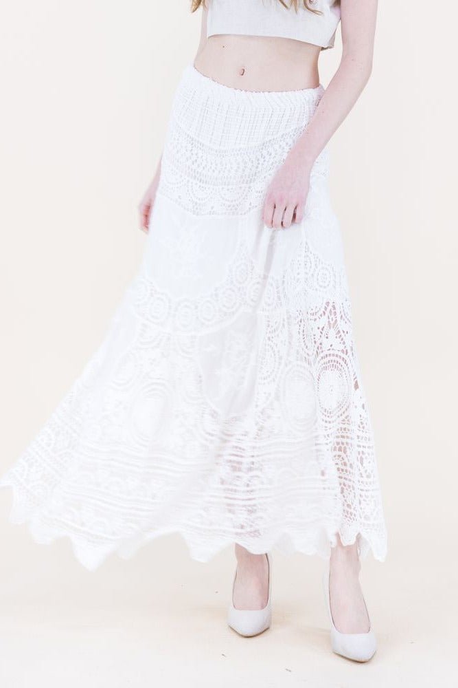 Capri Coast Crochet Lace Maxi Skirt - Lush Lemon - Women's Clothing - Original - 78279351026909