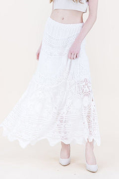Capri Coast Crochet Lace Maxi Skirt - Lush Lemon - Women&