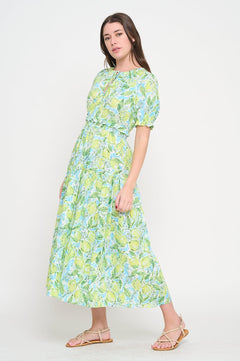 Citrus Splash Maxi Dress - Lush Lemon - Women&