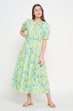 Citrus Splash Maxi Dress - Lush Lemon - Women&